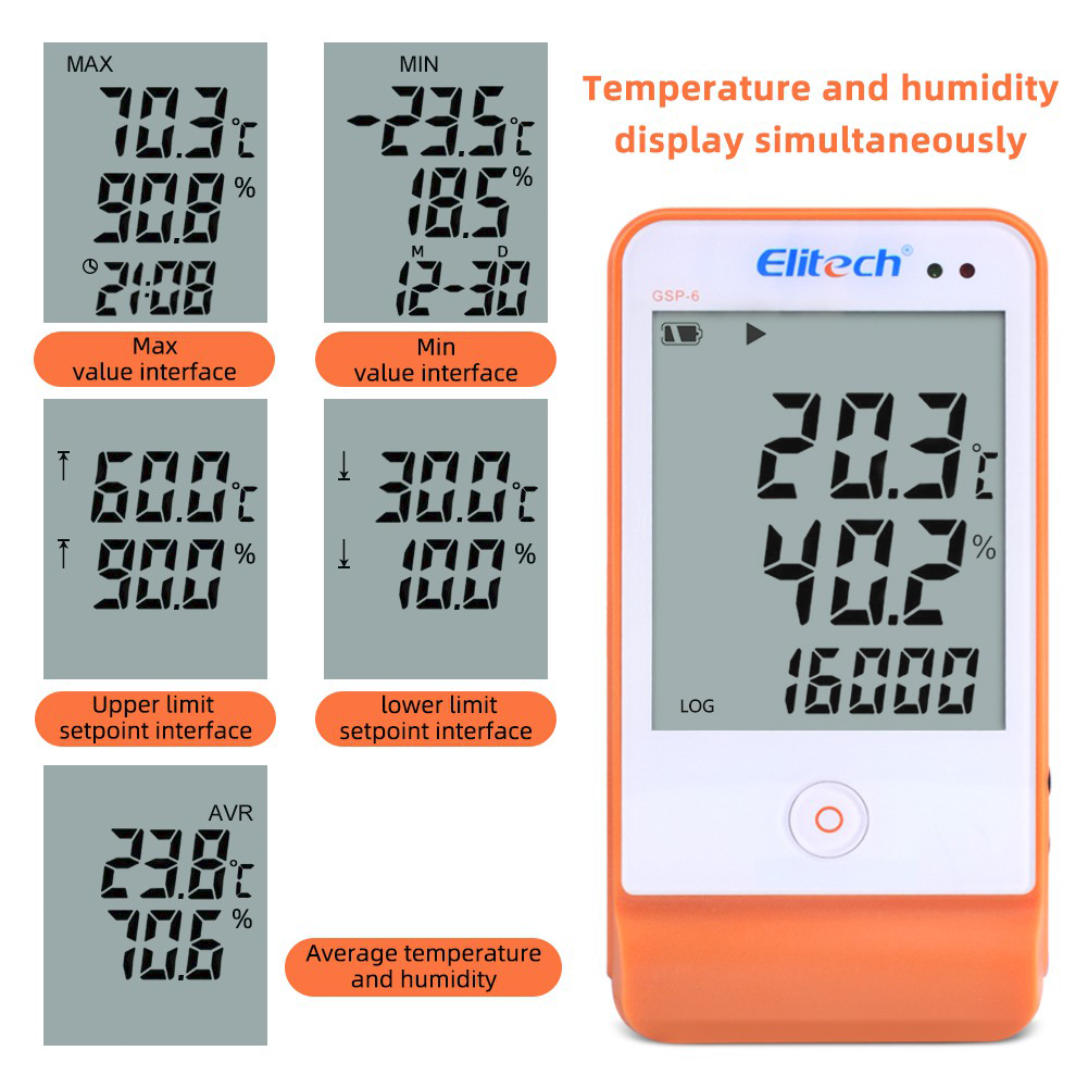 High Precision USB gsp-6 temperature and humidity data logger