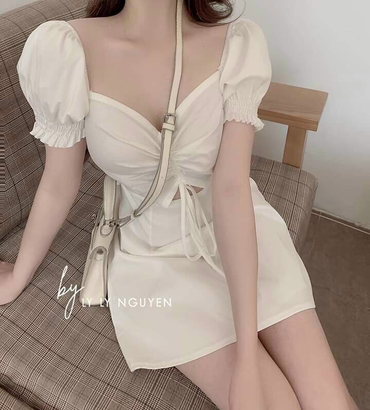 Đầm voan rút ngực hở eo đáng yêu TTSA0903
