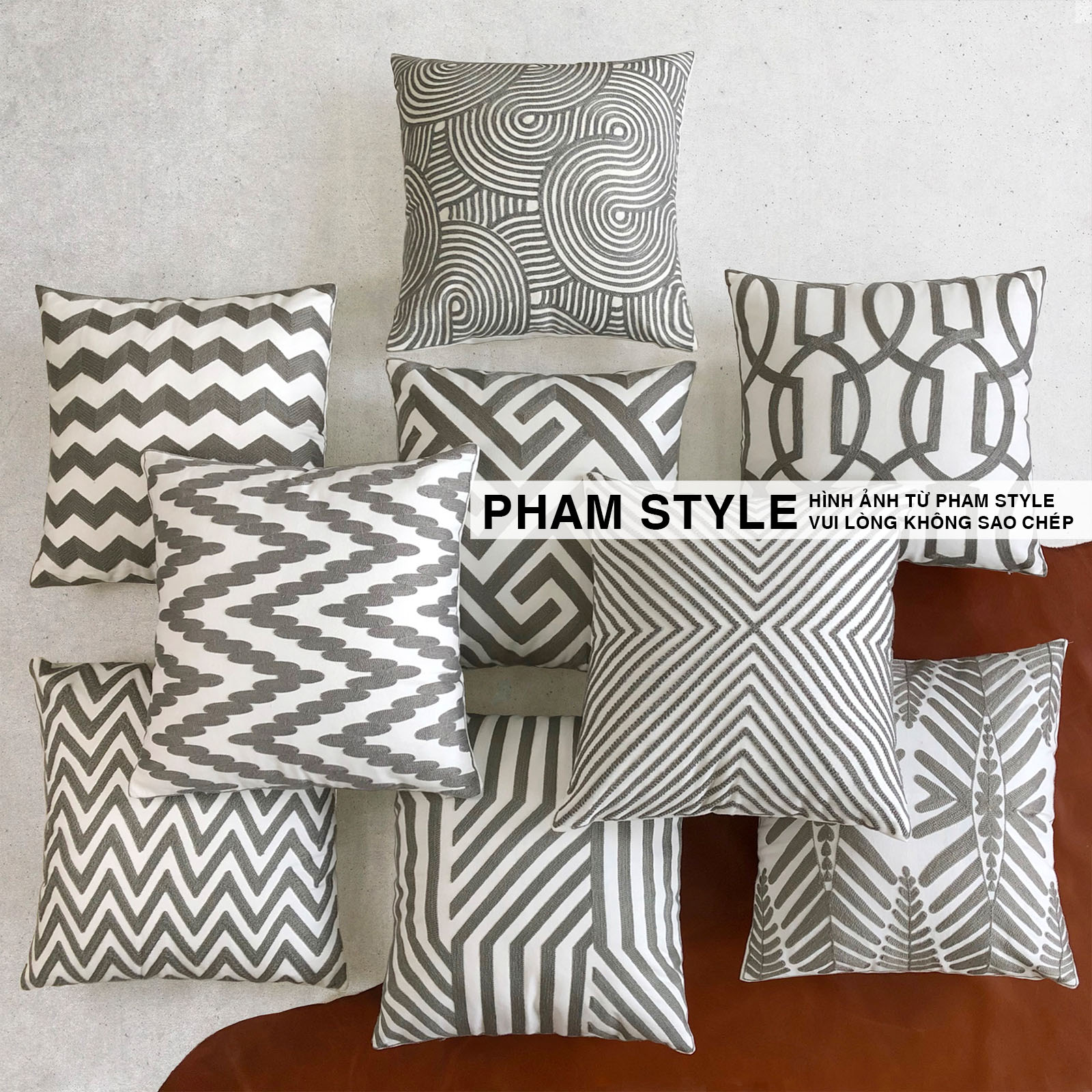 Gối Sofa Embroider PHAM STYLE (45x45cm)