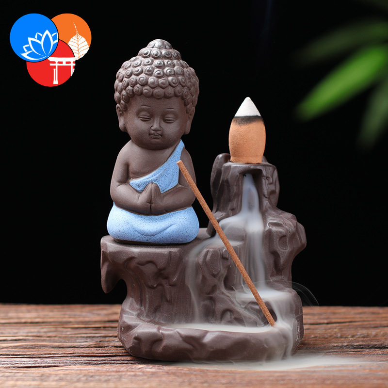[HCM]Thác Khói Trầm Hương Khói Ngược Bằng Gốm Cao Cấp - Phật Tọa Thiền Bên Suối