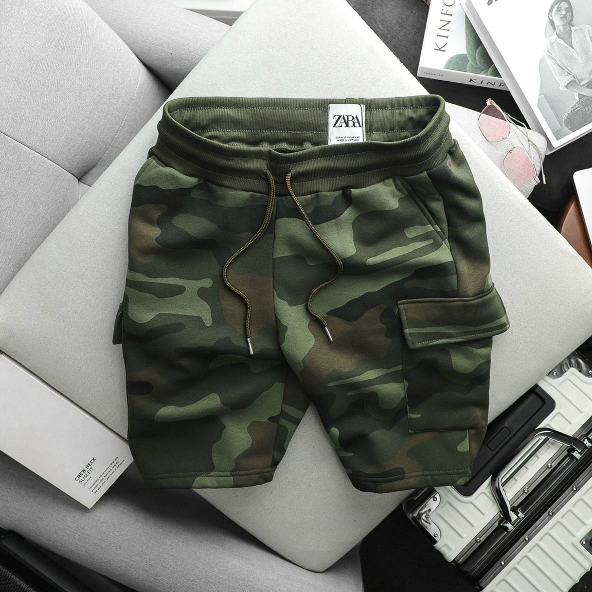 Quần short zara basic with cargo