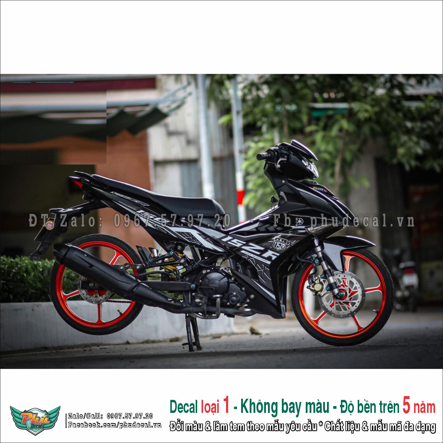 Tem rời Exciter 150 đen trắng Y15zr
