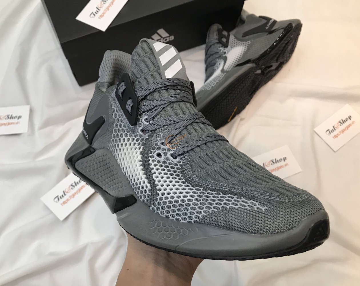 Giày Thể Thao ALPHA GREY SILVER Nam , Nữ Cao Cấp (Full Box)