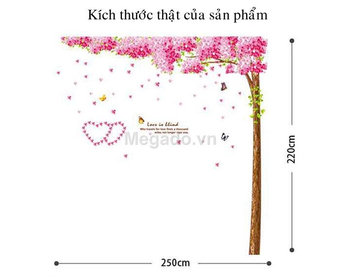 decal dán tường cây hoa anh đào cỡ lớn