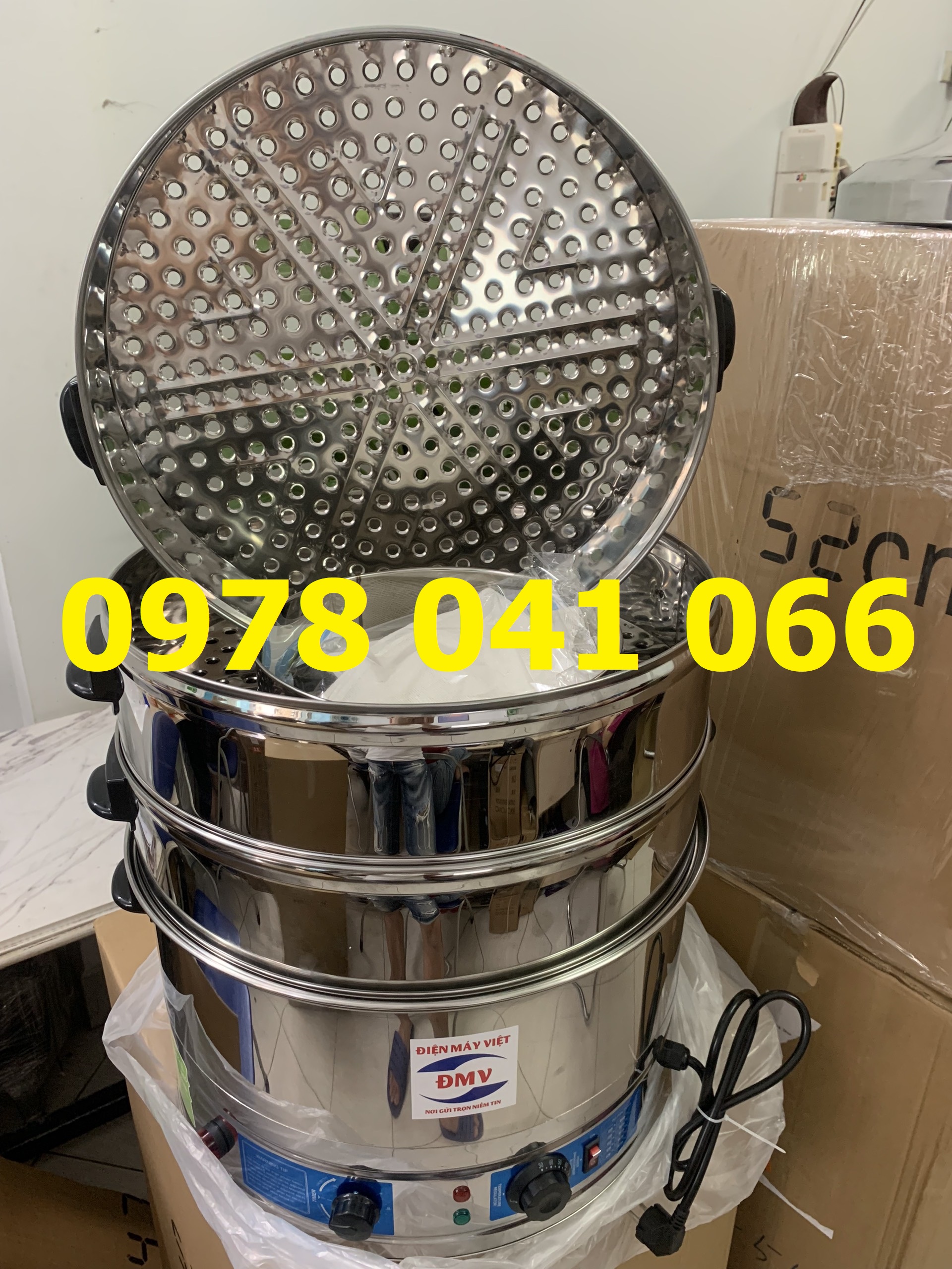 Nồi hấp bánh flan 40cm chạy điện 3 tầng hấp