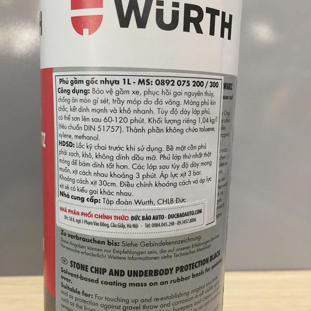 SƠN PHỦ GẦM WURTH 1000ML - CHLB ĐỨC