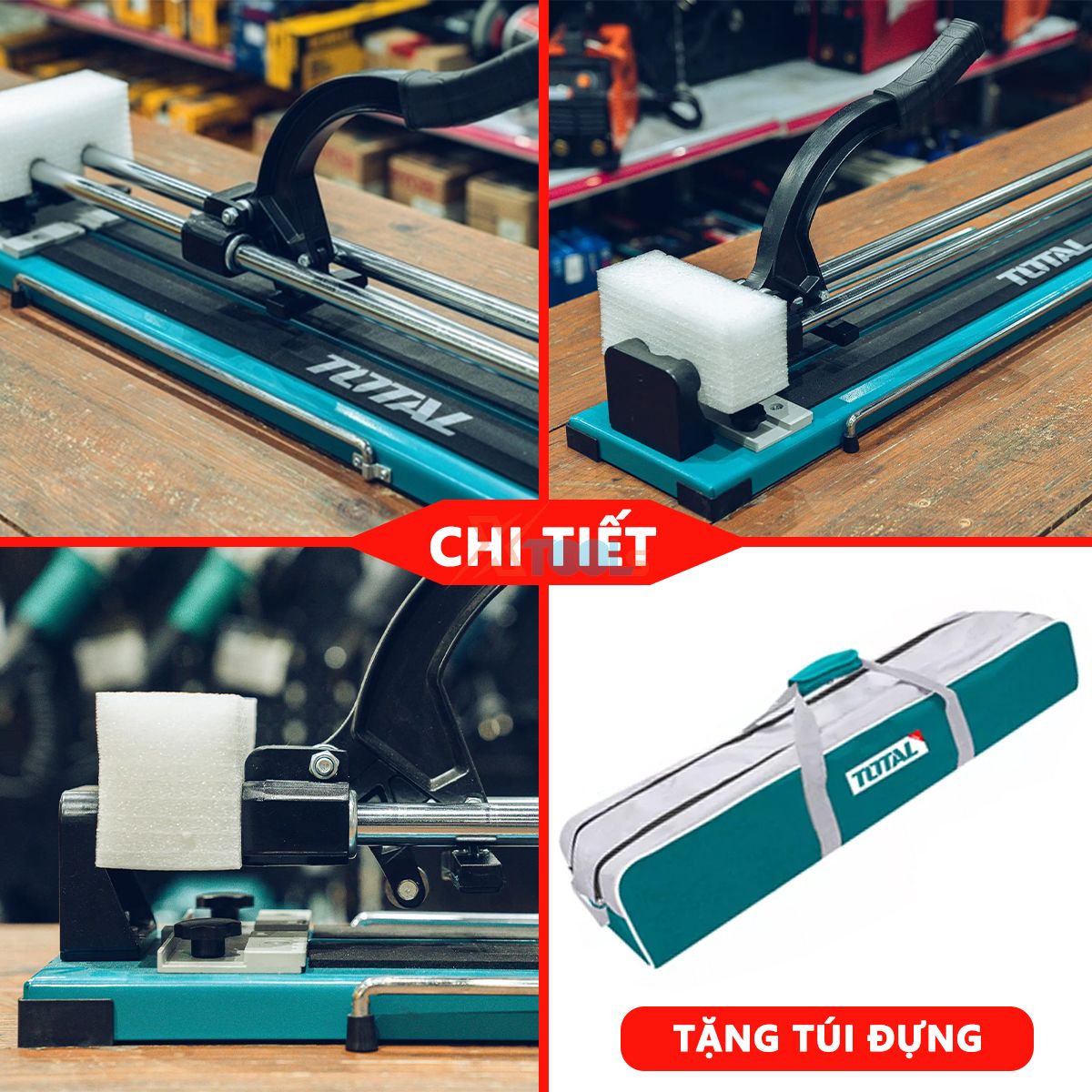 Bàn cắt gạch men đẩy tay TOTAL THT576004 dao cắt gạch chiều dài cắt 60-80cm thanh trục đôi tránh vỡ gạch khi cắt