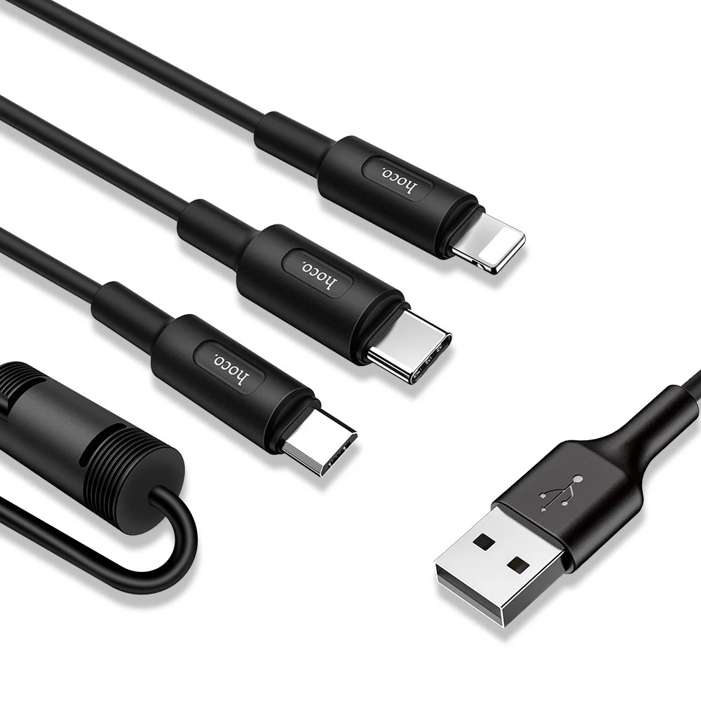 [HCM]Cáp sạc 3 đầu đa năng Lightning - Micro - Type C Hoco X25 siêu bền dài 1M
