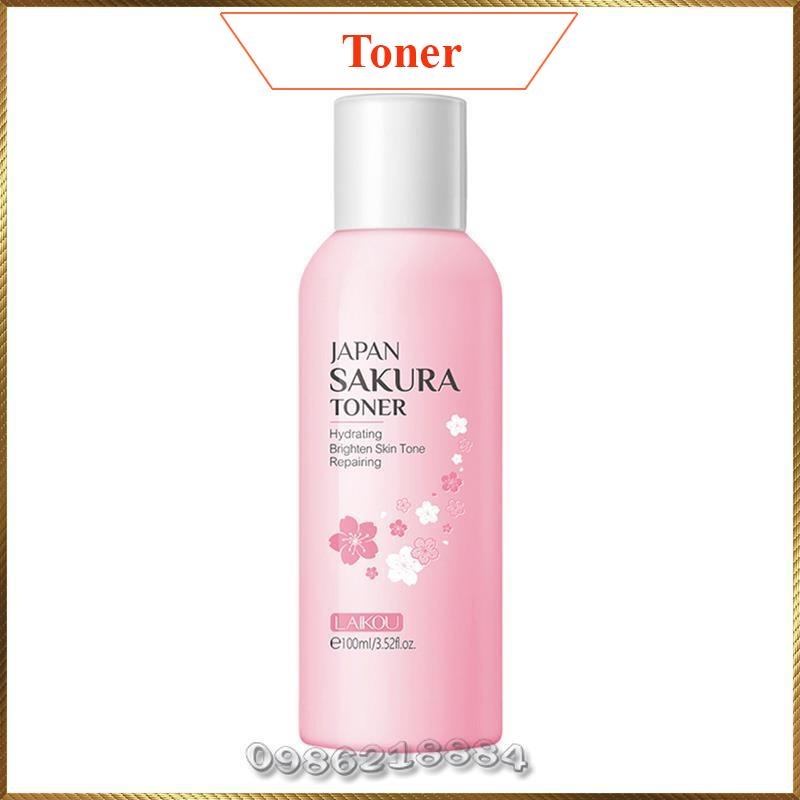 Nước hoa hồng LAIKOU Japan Sakura Toner dưỡng ẩm phục hồi hư tổn trắng hồng da LJS5 nhập khẩu