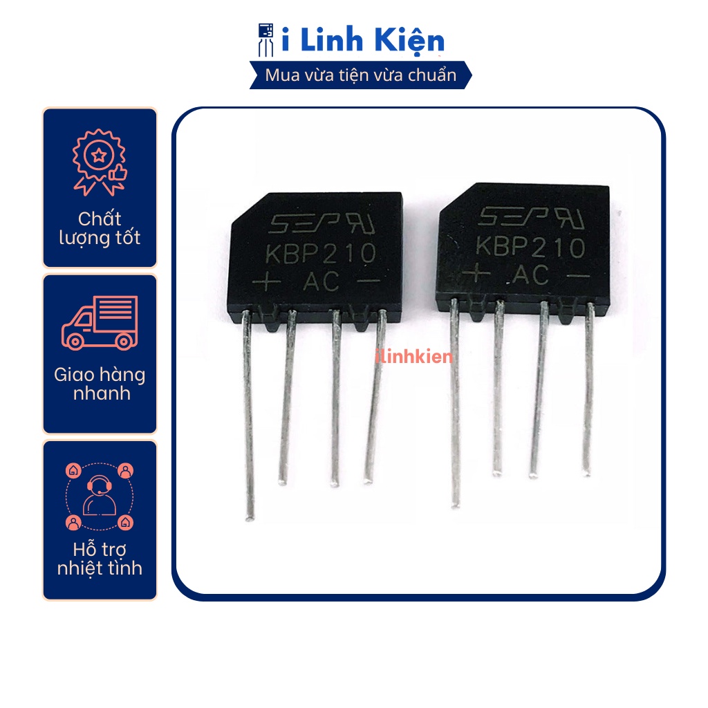 Kbp210 diode cầu 2a 1000v dip-4