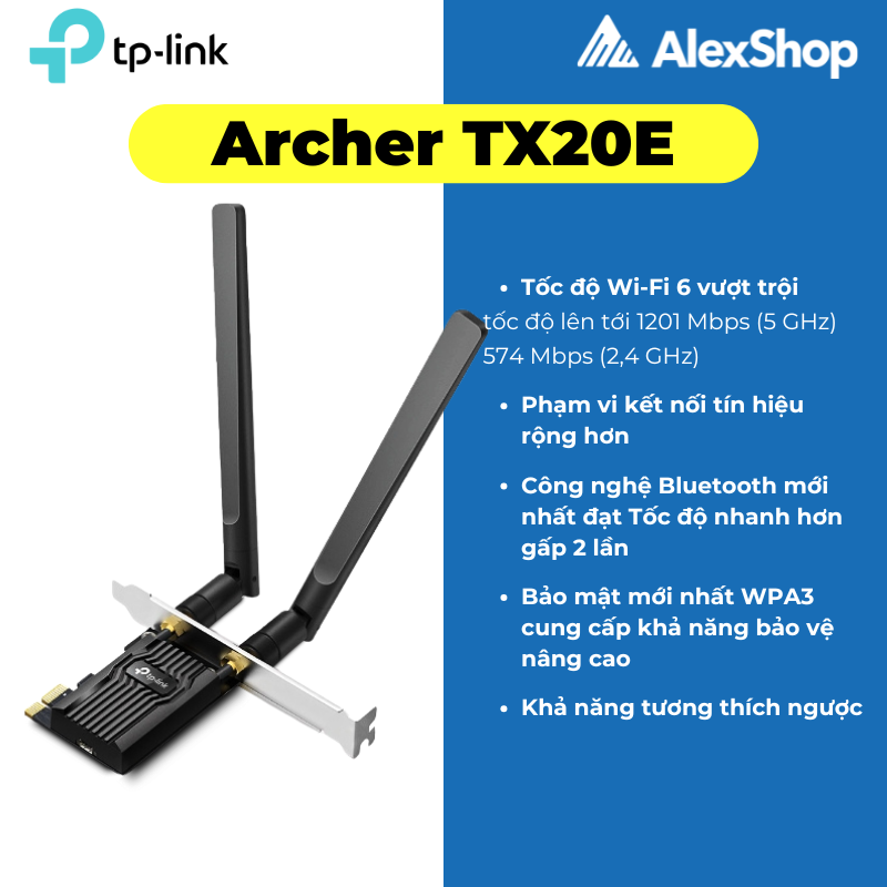 Card WiFi 6 TP-Link TX55E / TX20E Băng Thông Ax3000 / Ax1800 , Bluetooth 5.2 Dành cho PC