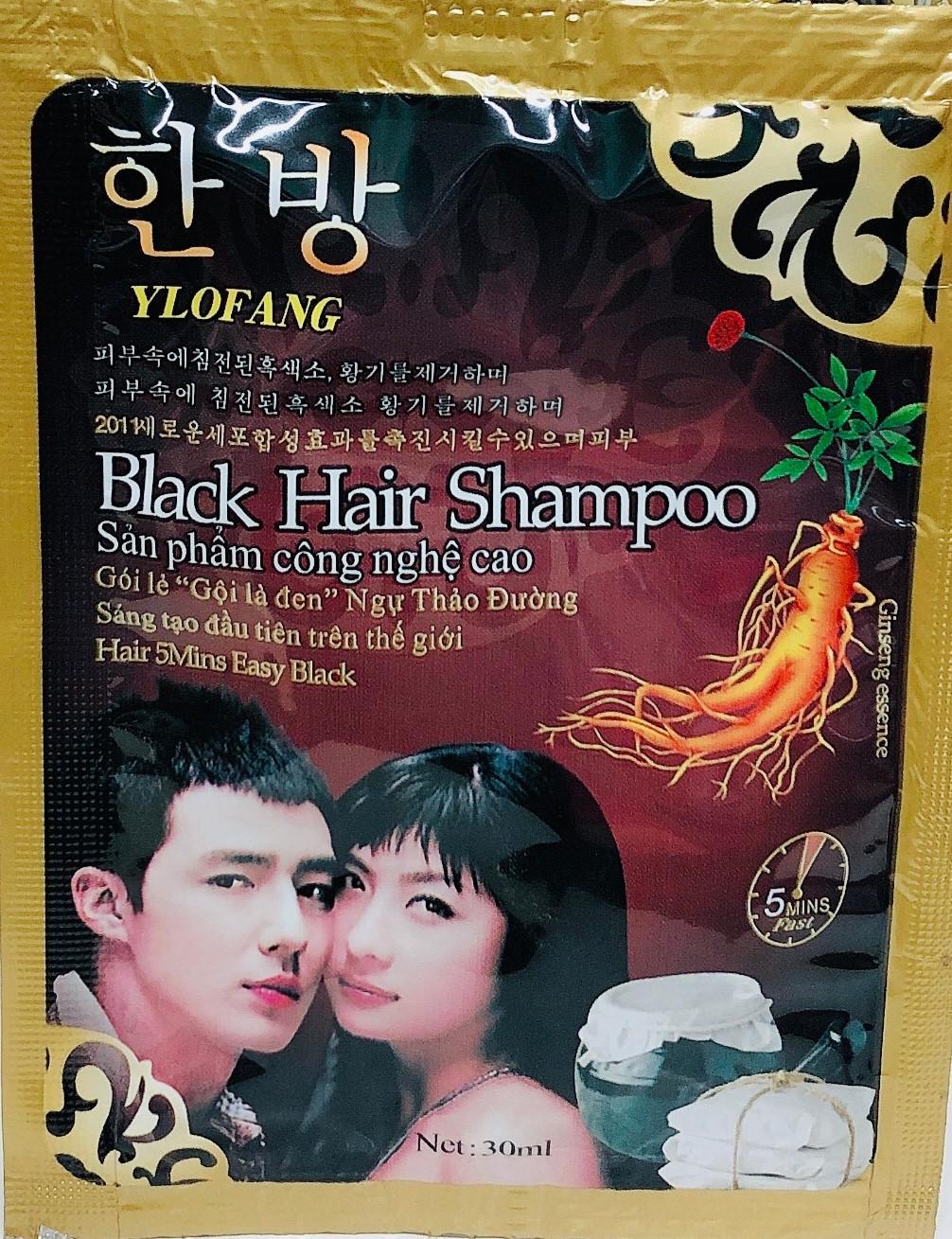 Gói Dầu Gội Nhuộm Đen Tóc Black Hair Shampoo Hàn Quốc - không mùi hôi không bám da đầu và không gây hại cho da