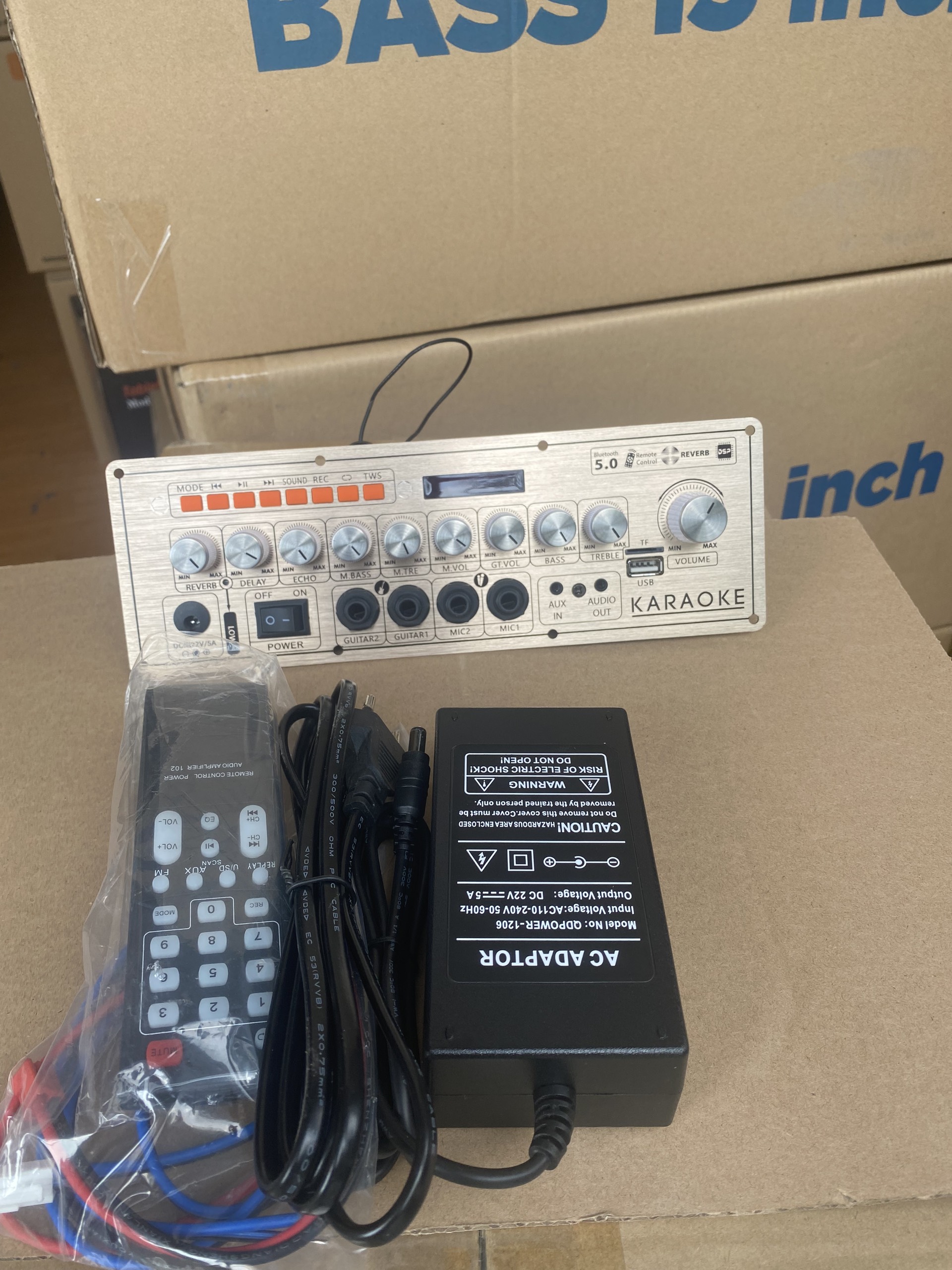 BO MẠCH LOA XÁCH TAY MINI ECHO REVERB 50W X2 (nút nhôm)