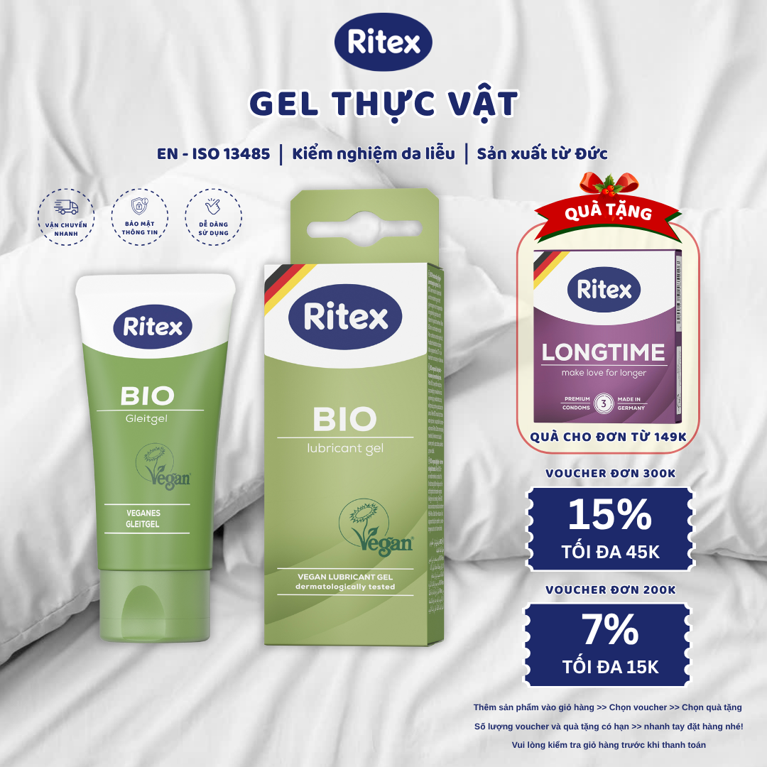 Gel bôi trơn Ritex BIO - thuần chay cao cấp gốc nước không màu không mùi -  Tuýp 50ml Gel Bôi Trơn Đạt Khoái Cảm - Lazada