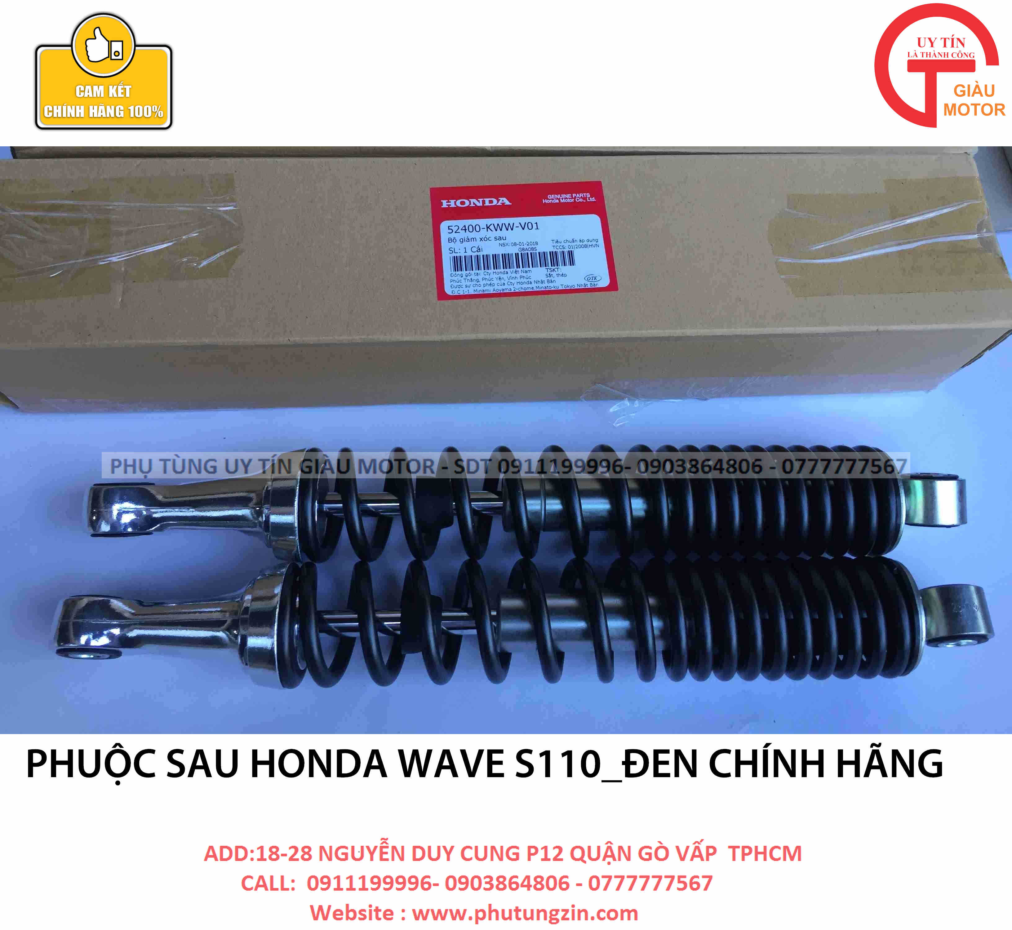 PHUỘC SAU HONDA WAVE S110 ĐEN CHÍNH HÃNG