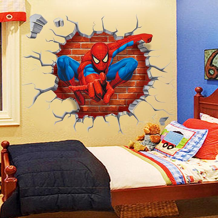 Giấy, decal dán tường Người nhện 3D