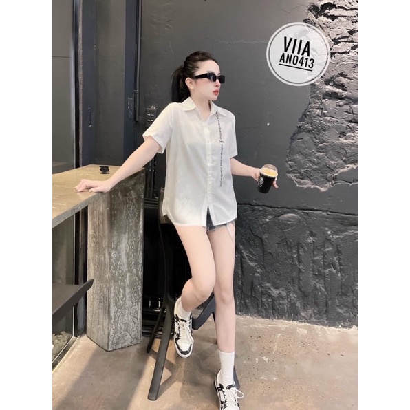 Sơ mi đũi tằm ngắn tay in chữ y.s.l an0413 vii design