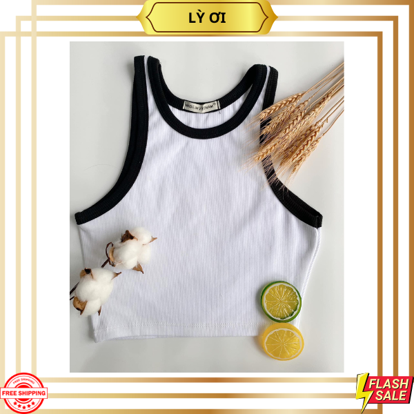 Áo Croptop BA LỖ PHỐI VIỀN Basic Trơn Nữ Thun Gân Kiểu Ôm Body_ Lỳ ơi