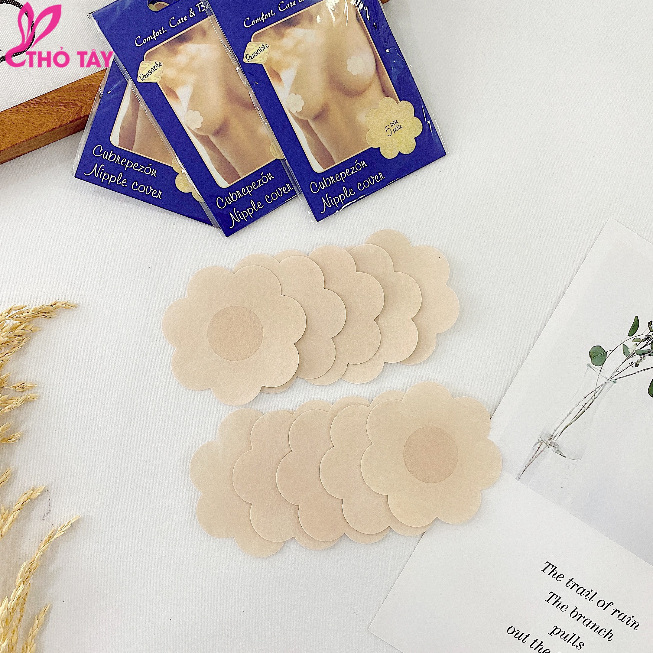 Set 5 Cặp Miếng Dán Ngực Hình Bông Hoa - THỎ TÂY