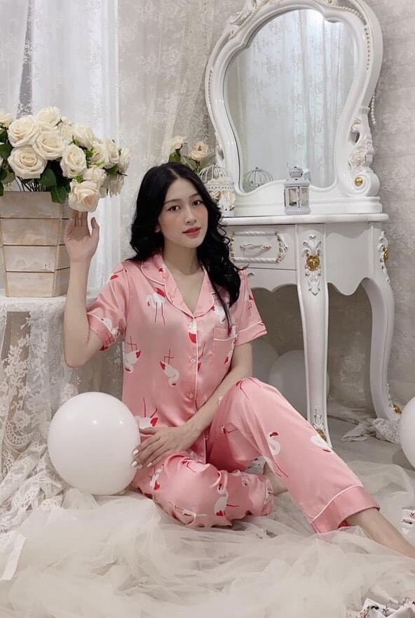 Bộ đồ mặc nhà|Bộ mặc nhà chất vải satin thoáng mát quyến rũ tiểu thư xinh xắn