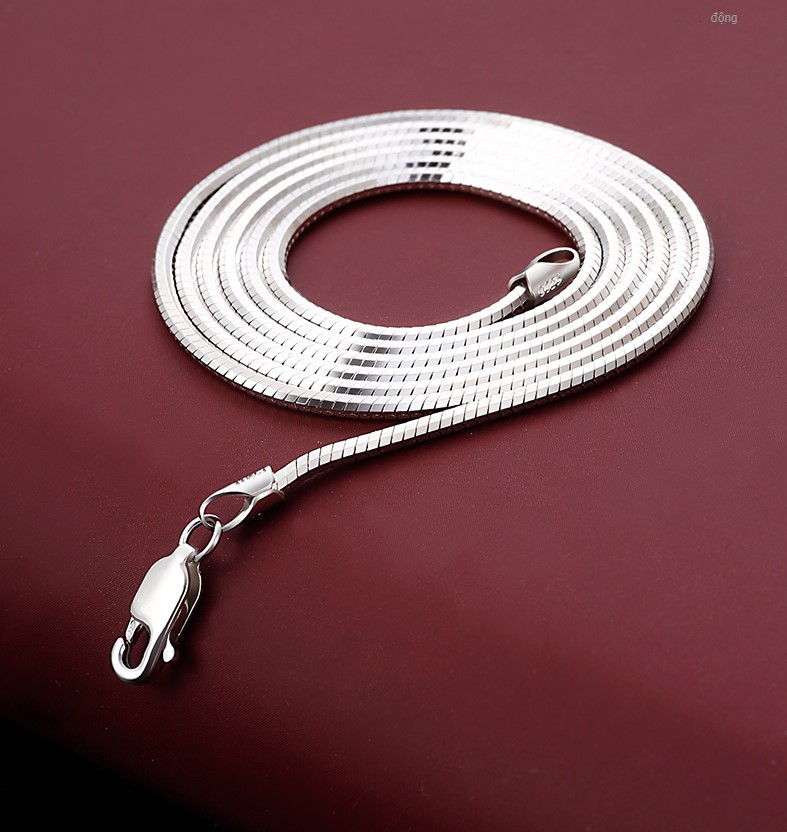 Vòng Cổ, Dây Chuyền Nam Kiểu Dây Mì Bạc chuẩn 925 Dài 55cm-56cm Bạc Hiểu Minh DBN069