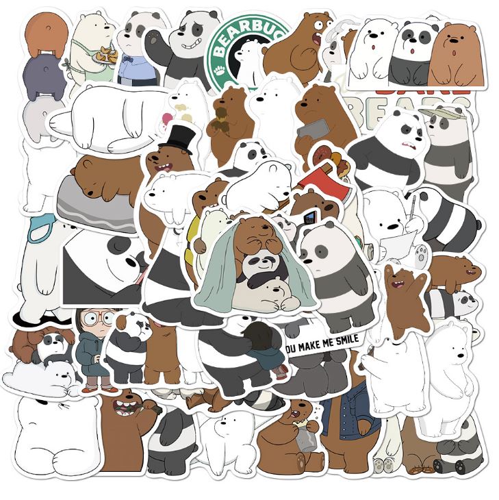 [HCM]Sticker GẤU nhựa PVC không thấm nước dán nón bảo hiểm laptop điện thoại Vali xe Cực COOL #153