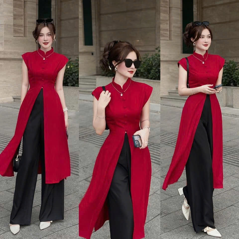 Áo dài cách Tân Xẻ tà Lụa Cao Cấp💕𝑭𝑹𝑬𝑬𝑺𝑯𝑰𝑷💕 Giá gốc tận xưởng