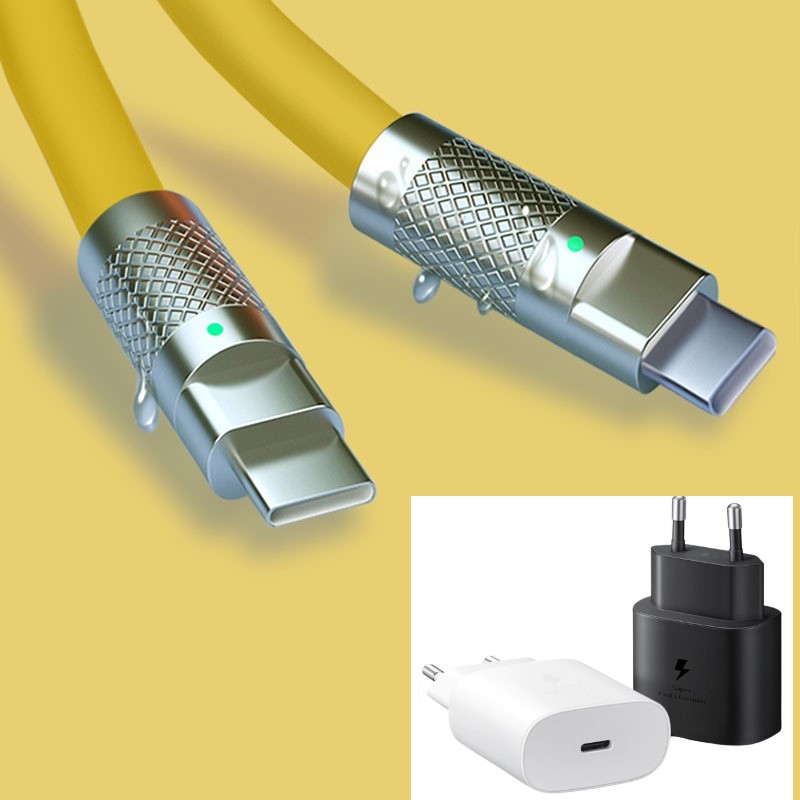 Dây sạc , cáp sạc nhanh chất liệu silicon , lõi đồng siêu bền , chống bám bụi , có đèn báo - hỗ trợ sạc nhanh cho các dòng máy typec