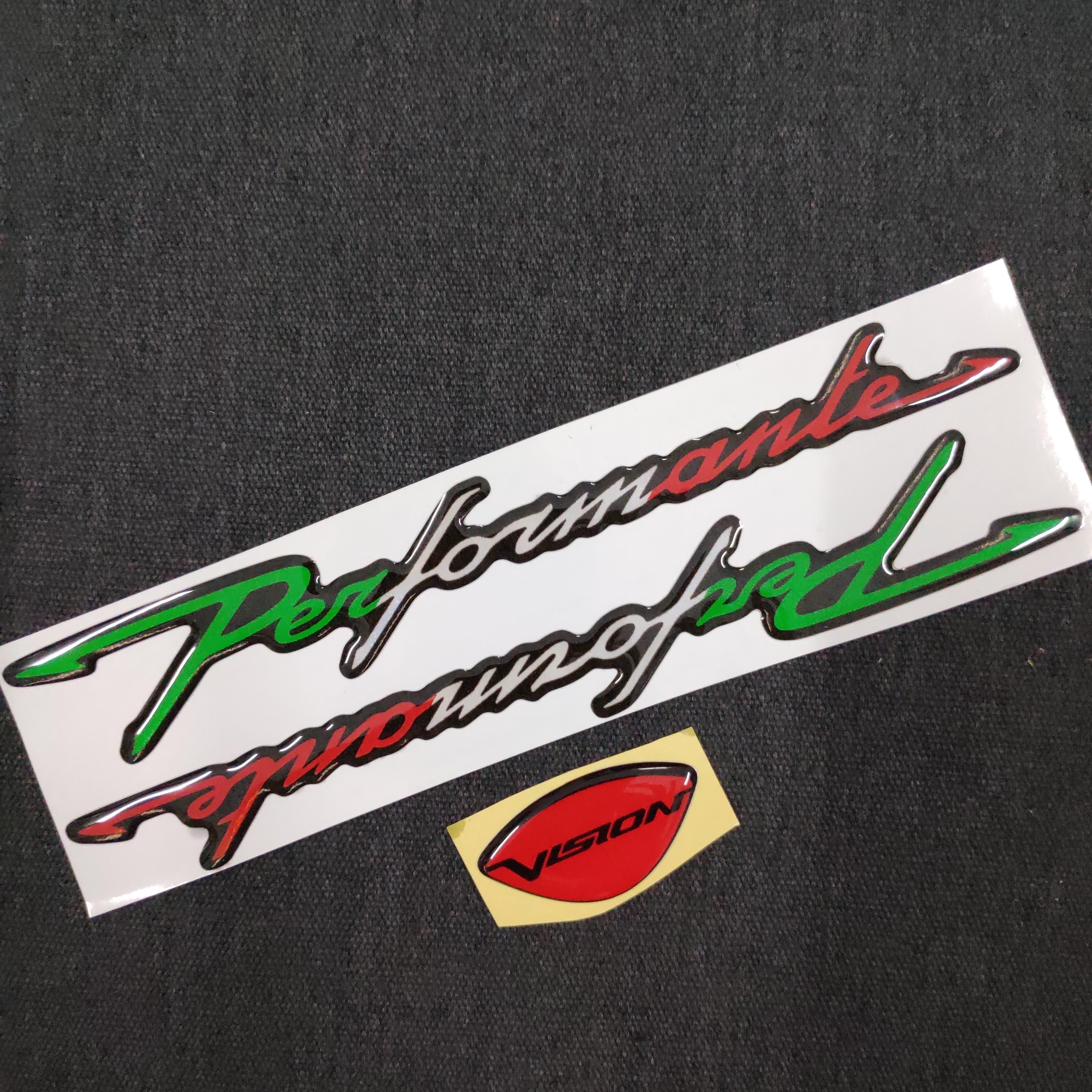 [HCM][COMBO HOÀN HẢO] TEM CHỮ NỔI VISION MÀU ĐỎ ĐEN KẾT HỢP CHỮ NỔI PERFORMANTE 3 MÀU SANG TRỌNG CHO XE VISION