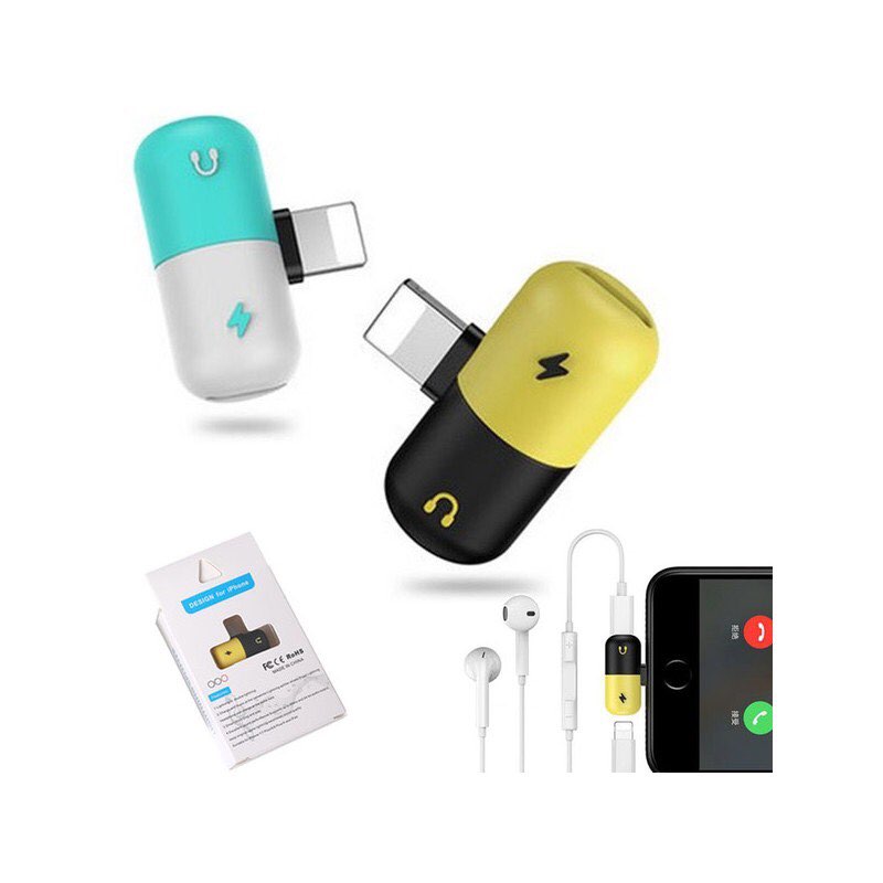 Cáp chuyển 1 cổng Ip ra 2 cổng lightning dẹp