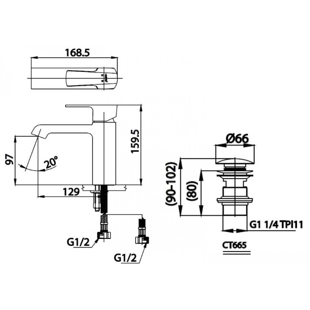 Vòi Lavabo Nóng Lạnh Cubic