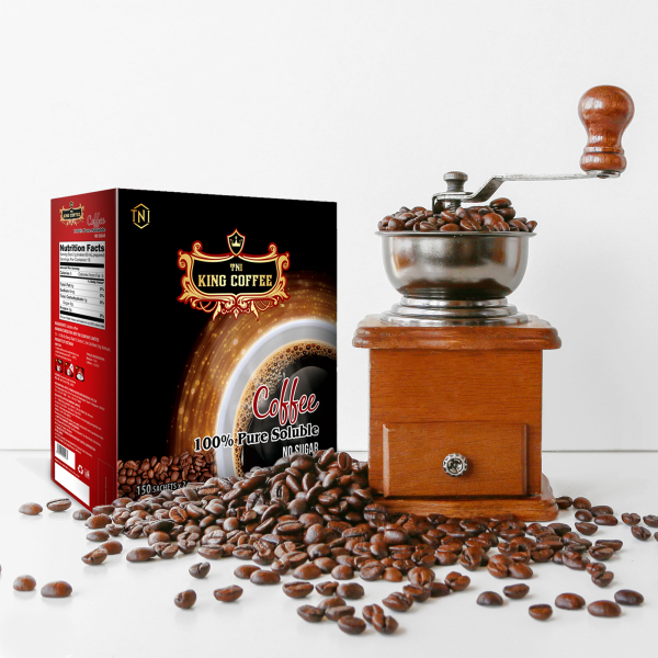 Cà phê hòa tan đen thuần khiết tni king coffee không đường - hộp 150 gói x 2g