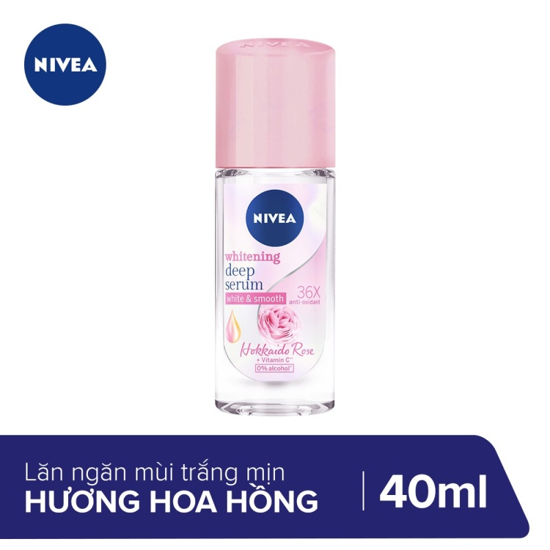 Lăn ngăn mùi Nivea serum trắng mịn hương hoa hồng Hokkaido 40ml 85301 nhập khẩu
