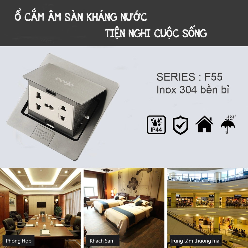 Bộ Ổ Cắm Âm Sàn Giảm Tốc DoBo Hàn Quốc
