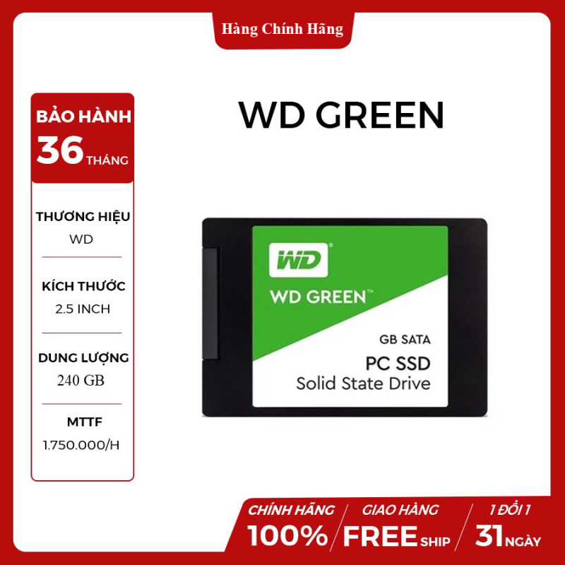 Bảng giá [Giảm Giá Sốc-Shop Mới] Ổ cứng SSD Western Digital SSD WD Green 240GB 2.5 SATA 3 - WDS240G2G0A - Hàng Chính Hãng Phong Vũ