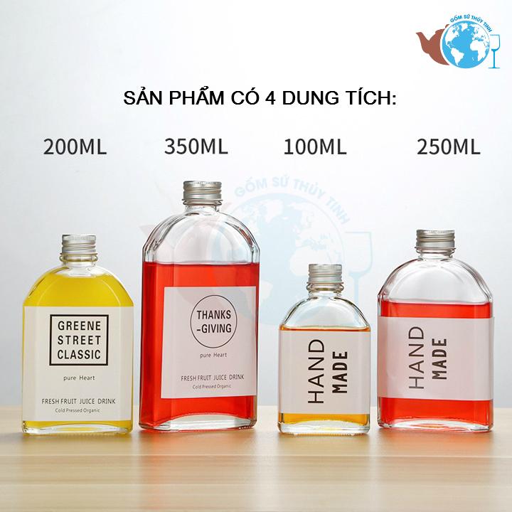 Chai thủy tinh kiểu dáng dẹp nắp nhôm 250ml
