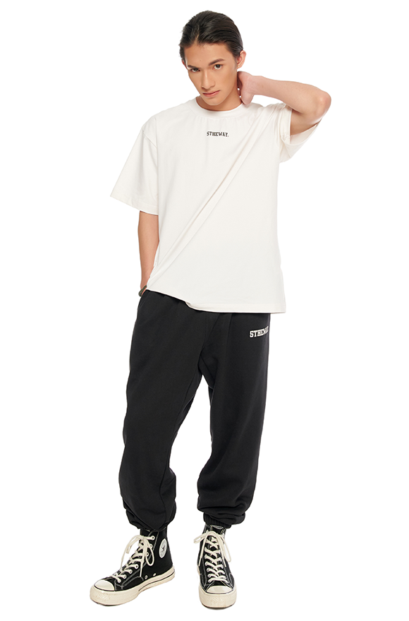 5THEWAY® /solid/ BIG LOGO SQUARE TEE™ in WHITE  aka Áo Thun Trắng Tay Ngắn