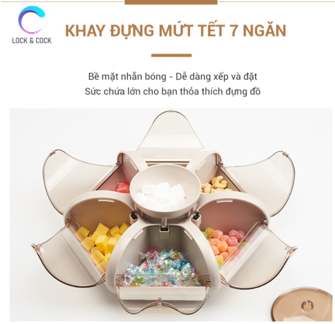 [HCM][MẪU MỚI 2021] Khay Đựng Bánh KẹoKhay Đựng Mứt TếtHộp Đựng Mứt Tết Giá Rẻ Thiết Kế Thông Minh Tiện Lợi 6 Cánh Tự Bung Cực Sang+1 Ngăn Xinh Xắn Lịch SựSang Trọng Giúp Bạn Bảo Quản Mứt Bánh Luôn Được Thơm Ngon Và Vệ Sih