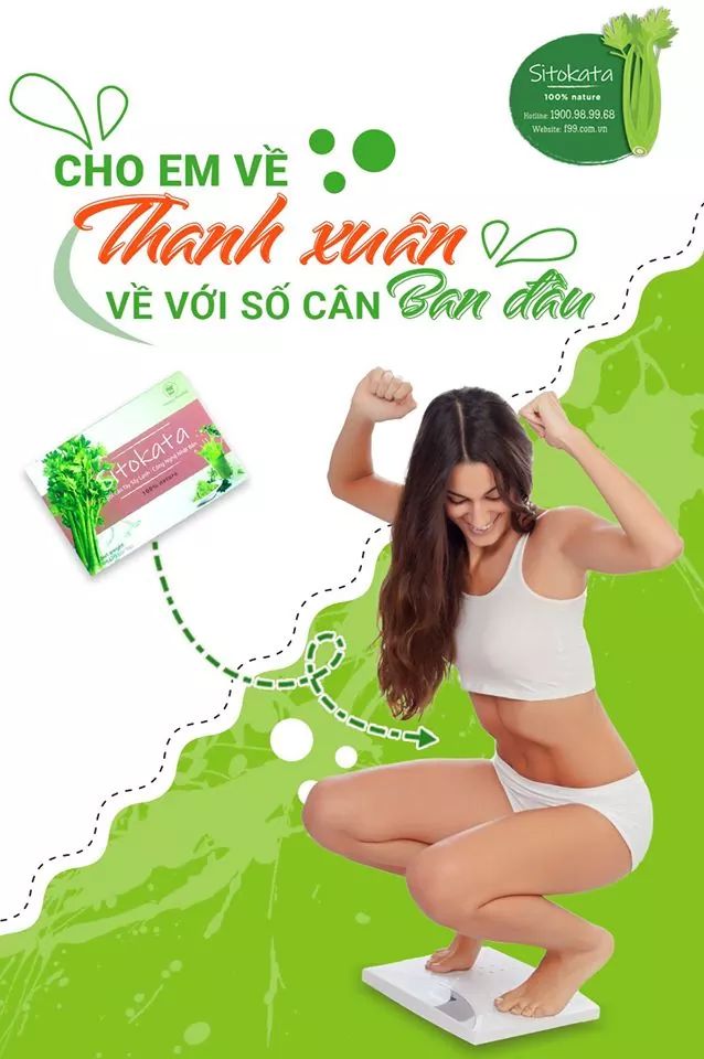 COMBO 2 Hộp Cần Tây SITOKATA - Giảm Cân - Đẹp Da  ( Tặng Kèm chai + Cẩm nang giảm cân )