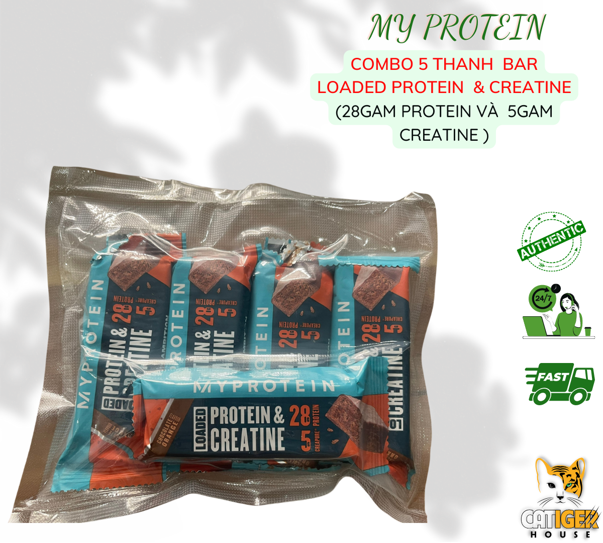 Combo 5 thanh protein bar Loaded Protein Creatine - MyProtein
