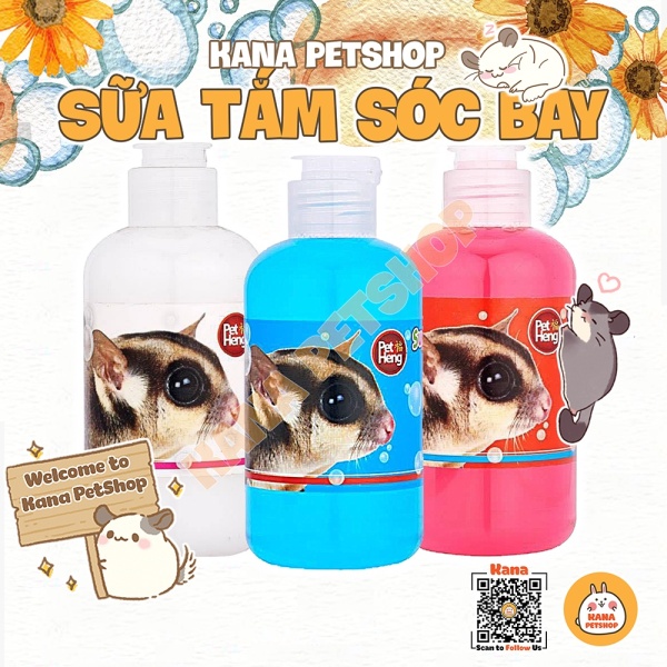 Sữa Tắm Sóc Bay Pet Heng 🐹FREESHIP🐹 Sữa Tắm 3 Mùi Cho Các Loài Gặm Nhắm, Có Thể Sử Dụng Sóc Thỏ Bọ Hamster.....