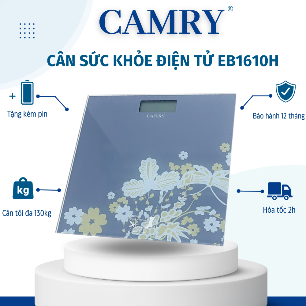 [TẶNG KÈM PIN] Cân sức khỏe Cân gia đình Camry EB1610HS954 cao cấp hoạt động điện tử, mặt kính chịu lực, trọng tải tối đa 150kg - Hàng nhập khẩu