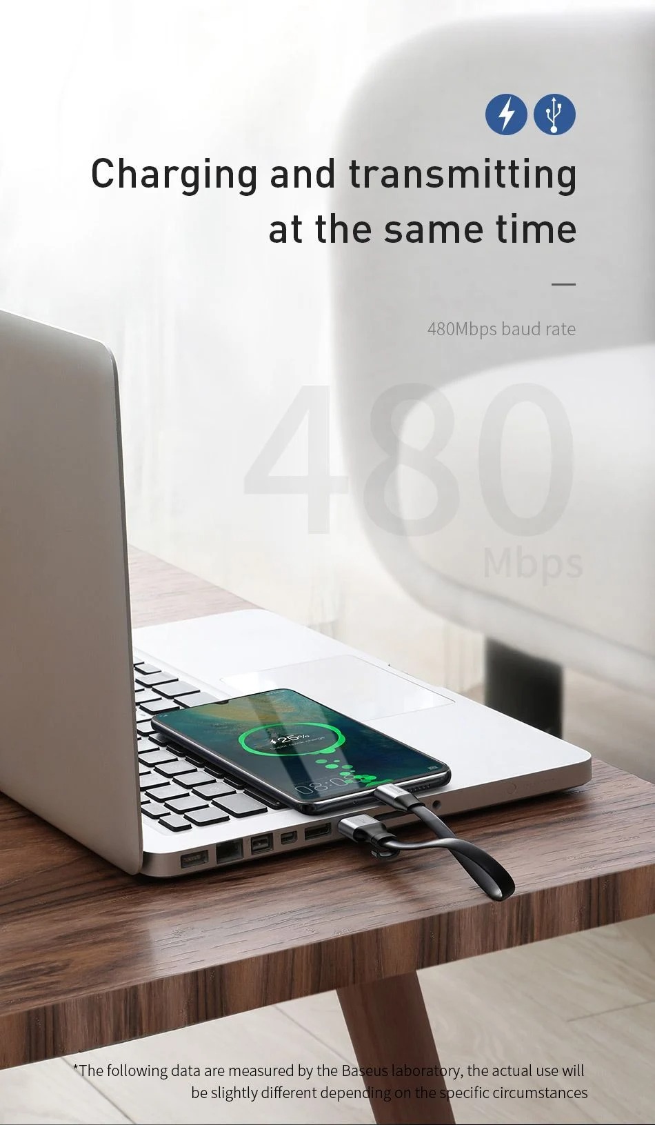 Cáp sạc ngắn Baseus Simple HW Type C 23cm (5A/40W Huawei Super Quick Charge, Sync Data )