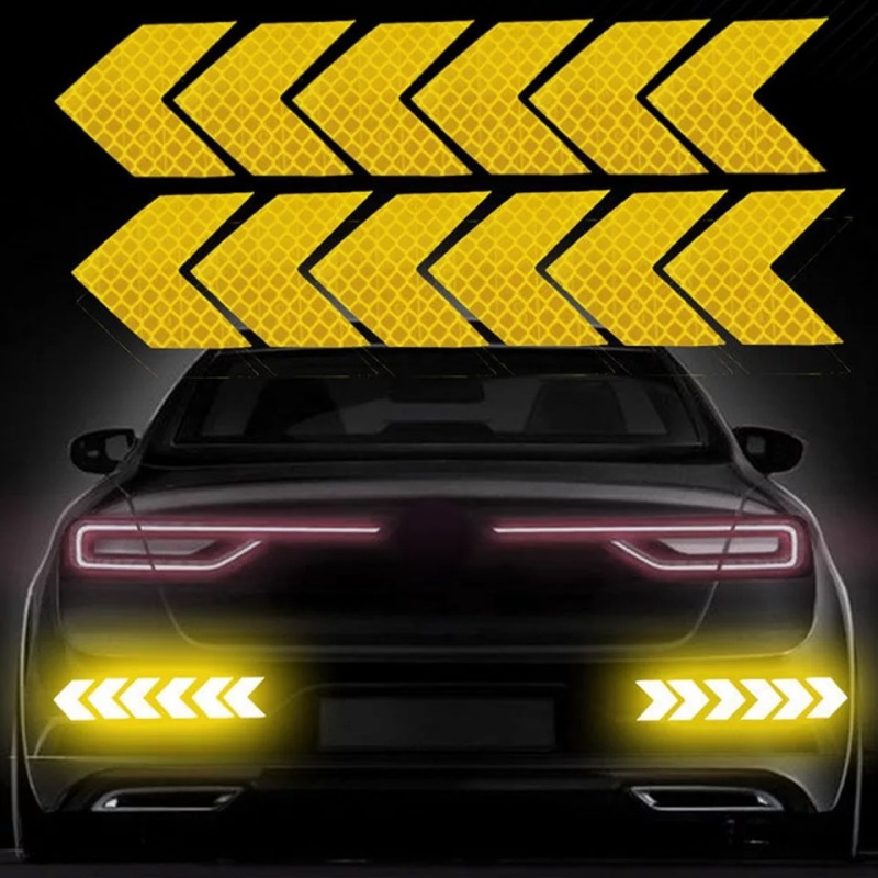 Bộ 12 miếng decal phản quang trang trí xe máy, ô tô (vàng)
