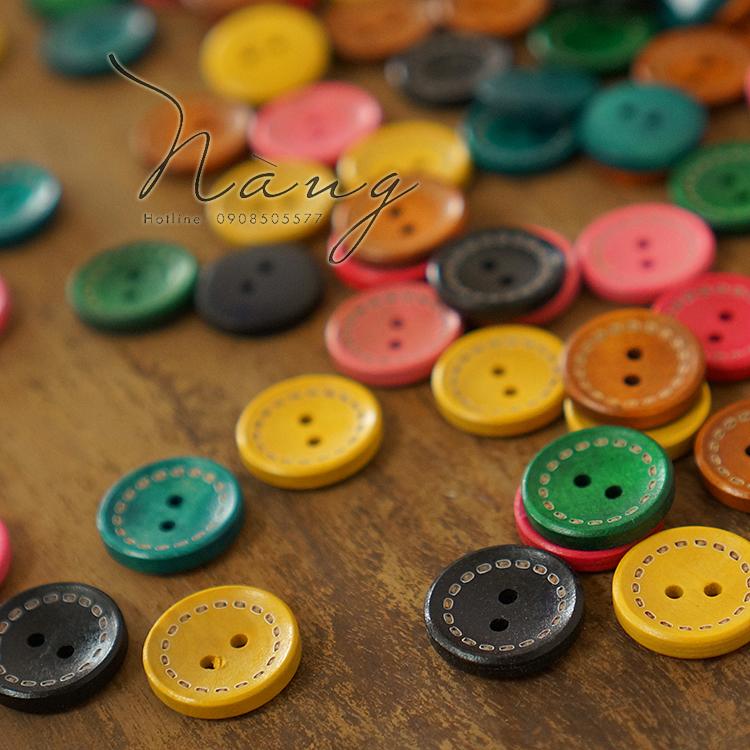 Set 50 Nút Gỗ Tự Nhiên Nút Gỗ Màu (20mm) - Mẫu 2