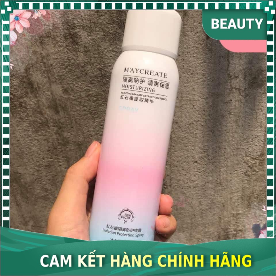 Chai xịt chống nắng Maycreate có lớp Makeup trắng da