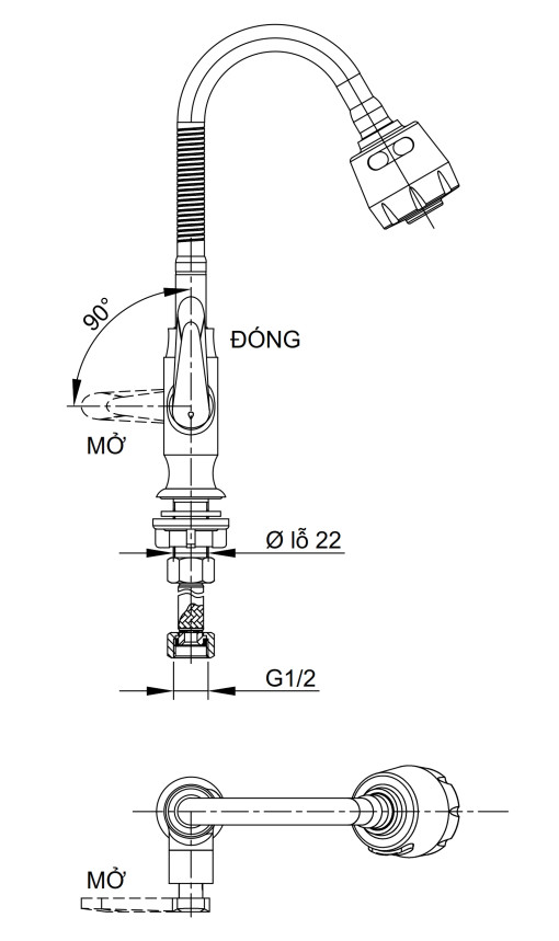 Vòi rửa chén - Vòi bếp lạnh Luxta L3101T3B