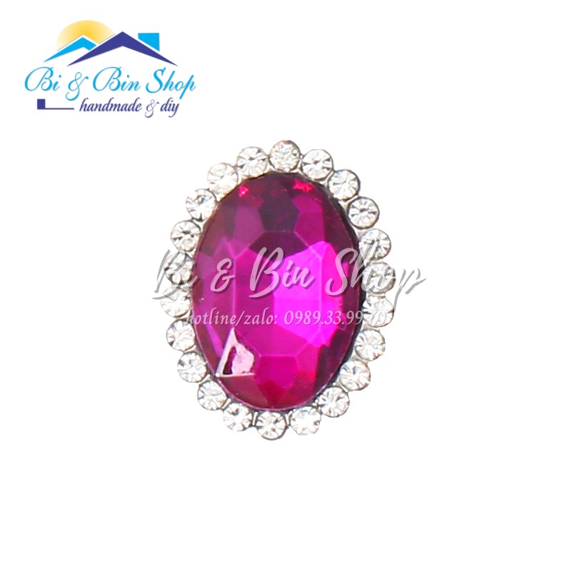 10 viên đá đế oval viền xoàn 10x14mm đính kết trang phục thời trang, trang trí vương miện - rubi handmade shop