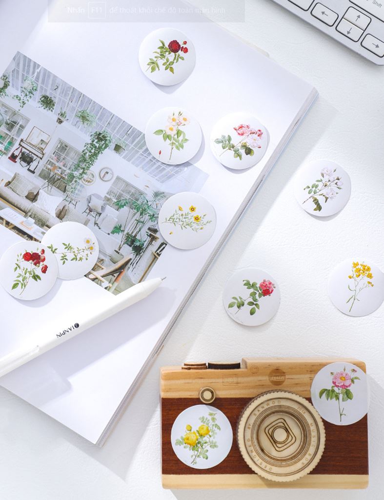 Bộ 46 Sticker Hàn Quốc Hoa Lá trang trí E33