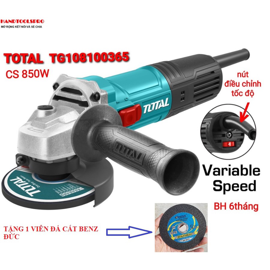 Máy mài góc cầm tay chỉnh tốc độ 850w total tg108100365